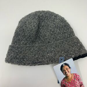 Feelgoodz Hat Gray Wool Knit Fleece Lined Handmade Nepal Artisan Beanie